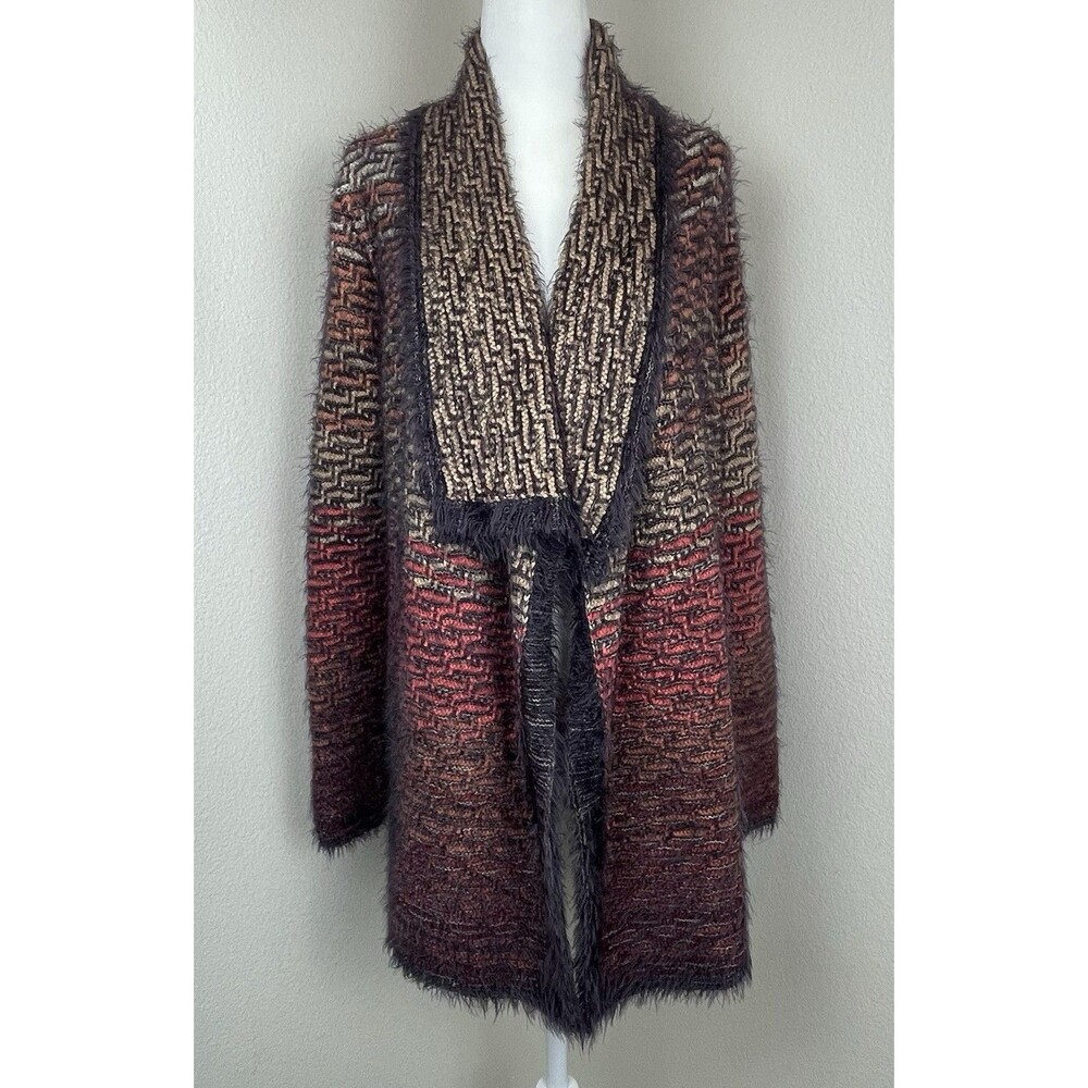 NIC+ZOE Women's Ambre Eyelash Knit Designer Drape Shawl Open Front Cardigan-pM